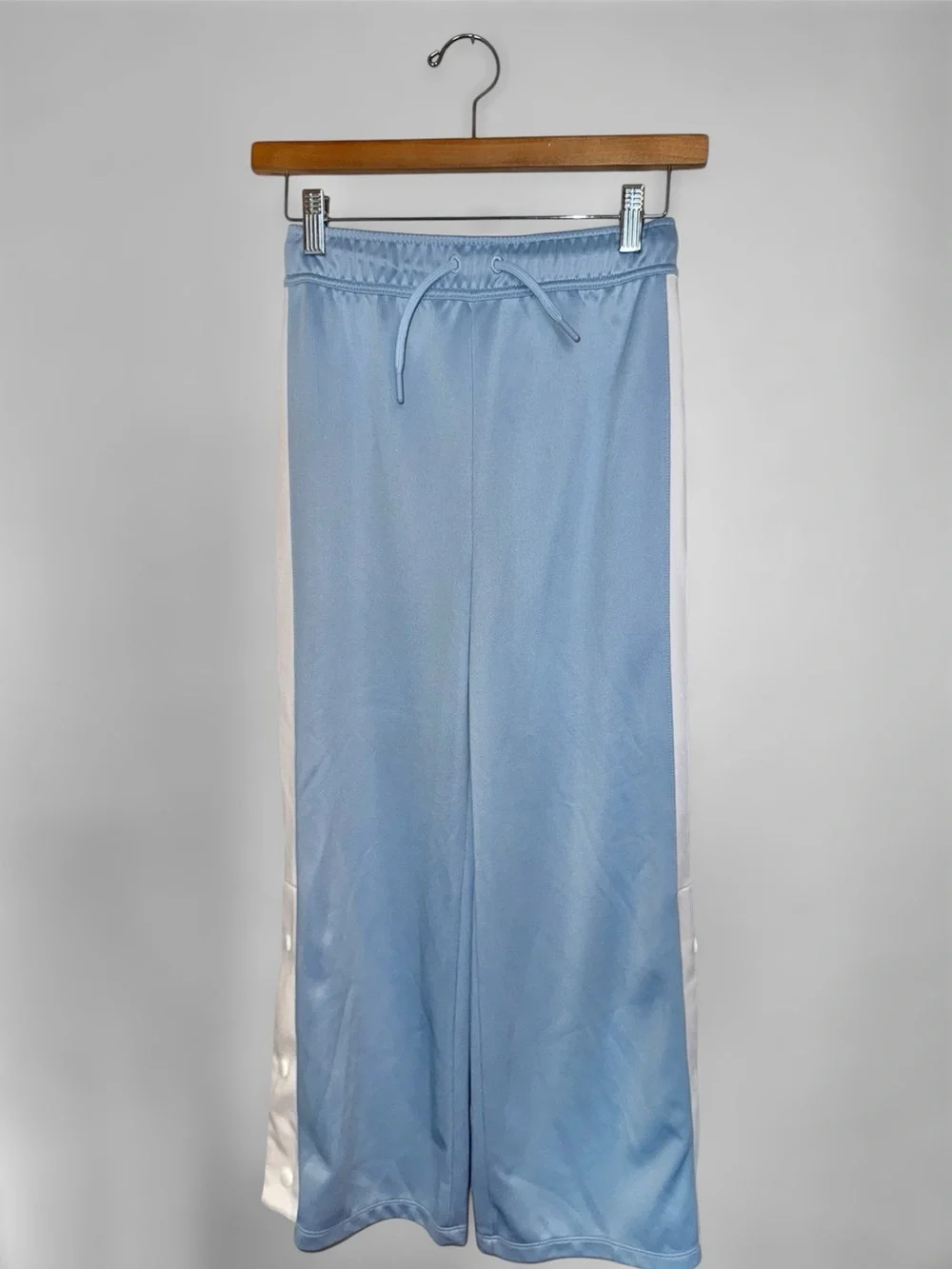 Converse Light Blue Athletic Pants with with White Stripe and Bottom Buttons M